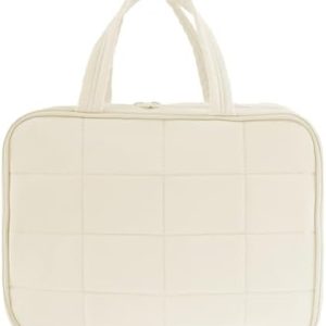 Toiletry Bag Compartmental Organizer Travel BagPortable Foldable with Anti-slip Metal Hook(Beige) Toiletry Bag Compart