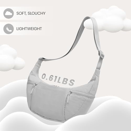 Women's VONAL Nylon Crescent Crossbody Bag for Slouchy Shoulder Hobo, Lightweight Moon Bag Dumpling Sling Purse | VONAL