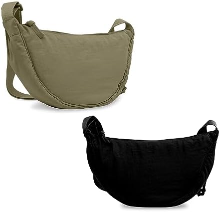 EVGLOW Nylon Crescent Crossbody Bag - Trendy Women's Travel Sling Bag EVGLOW Nylon Crescent Crossbody Bag - Small Men's