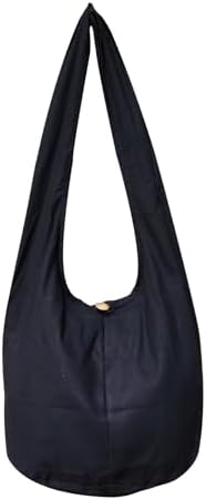 BenThai Products BTP Thai Monk Buddha Cotton Sling Crossbody Messenger Bag for Hippies in Black XL | BenThai Products B