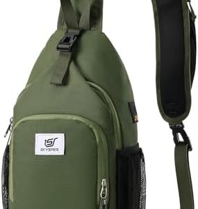 SKYSPER Anti-RFID Crossbody Sling Backpack for Women Men(Army Green) SKYSPER Travel Hiking Crossbody Bag for Women Men