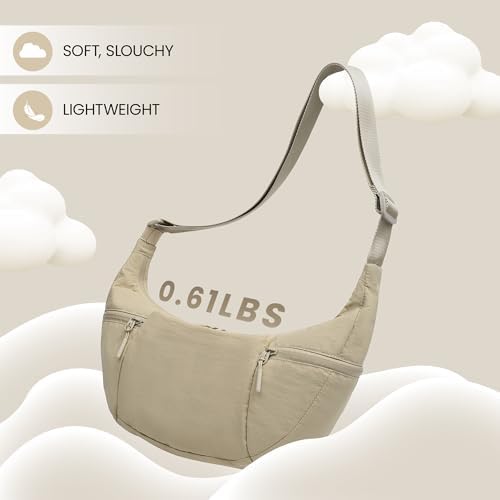 Women's VONAL Nylon Crescent Crossbody Bag for Slouchy Shoulder Hobo, Lightweight Moon Bag Dumpling Sling Purse | VONAL