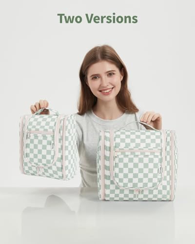 Narwey Large Blue Leaf Hanging Toiletry Bag for Women Travel and Men Cosmetics Organizers