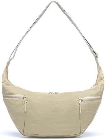 Women's VONAL Nylon Crescent Crossbody Bag for Slouchy Shoulder Hobo, Lightweight Moon Bag Dumpling Sling Purse | VONAL