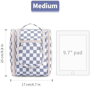 Narwey Large Blue Leaf Hanging Toiletry Bag for Women Travel and Men Cosmetics Organizers