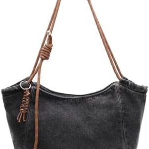 Women Casual Denim Shoulder Handbag with Large Capacity for Every Day Use | LIZHAOCAI Women's Casual Denim Tote Bag wit