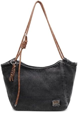 Women Casual Denim Shoulder Handbag with Large Capacity for Every Day Use | LIZHAOCAI Women's Casual Denim Tote Bag wit