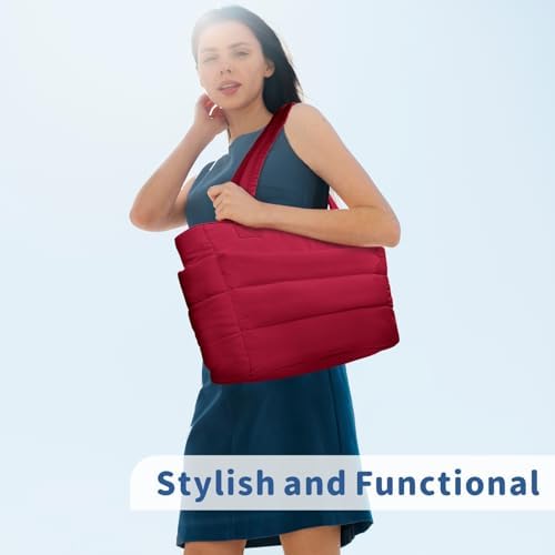 TOPDesign Lightweight Puffy Handbag for Women Travel TOPDesign Quilted Shoulder Bag for Women Work TOPDesign Puffer Tote