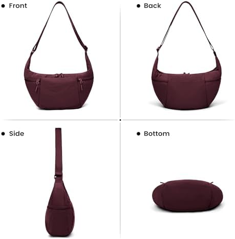 Women's VONAL Nylon Crescent Crossbody Bag for Slouchy Shoulder Hobo, Lightweight Moon Bag Dumpling Sling Purse | VONAL