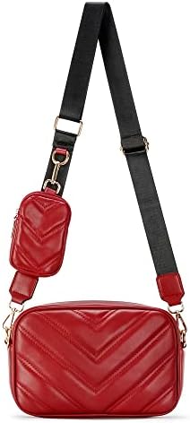 Herald Chevron Quilted Small Crossbody Bag for Women - Camera Side Shoulder Bag, 2 Sizes, Coin Purse Included Herald Che