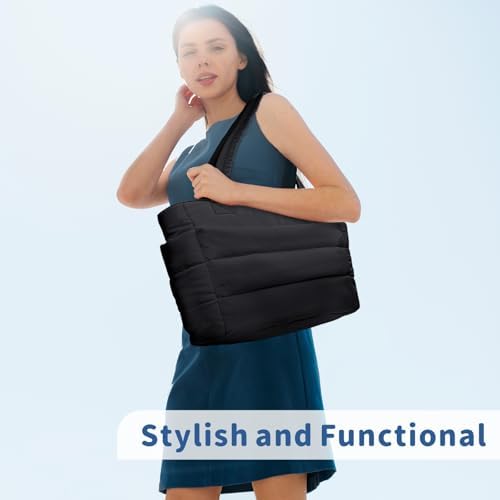 TOPDesign Lightweight Puffy Handbag for Women Travel TOPDesign Quilted Shoulder Bag for Women Work TOPDesign Puffer Tote