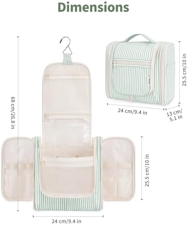 Narwey Large Blue Leaf Hanging Toiletry Bag for Women Travel and Men Cosmetics Organizers