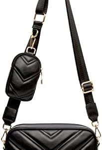 Herald Chevron Quilted Small Crossbody Bag for Women - Camera Side Shoulder Bag, 2 Sizes, Coin Purse Included Herald Che