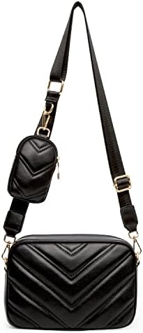 Herald Chevron Quilted Small Crossbody Bag for Women - Camera Side Shoulder Bag, 2 Sizes, Coin Purse Included Herald Che