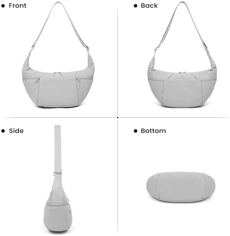 Women's VONAL Nylon Crescent Crossbody Bag for Slouchy Shoulder Hobo, Lightweight Moon Bag Dumpling Sling Purse | VONAL