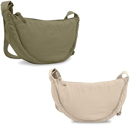 EVGLOW Nylon Crescent Crossbody Bag - Trendy Women's Travel Sling Bag EVGLOW Nylon Crescent Crossbody Bag - Small Men's