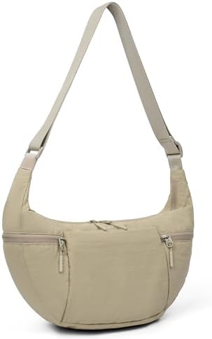 Women's VONAL Nylon Crescent Crossbody Bag for Slouchy Shoulder Hobo, Lightweight Moon Bag Dumpling Sling Purse | VONAL