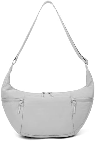 Women's VONAL Nylon Crescent Crossbody Bag for Slouchy Shoulder Hobo, Lightweight Moon Bag Dumpling Sling Purse | VONAL