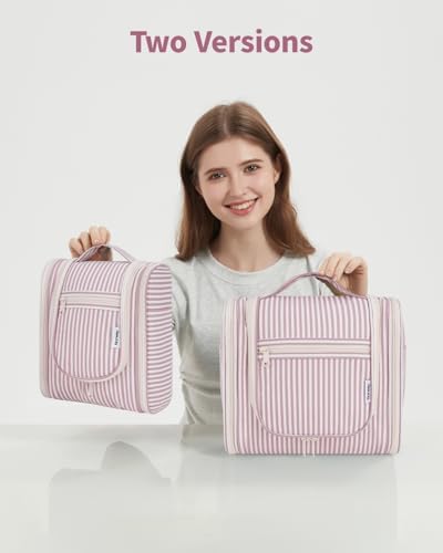 Narwey Large Blue Leaf Hanging Toiletry Bag for Women Travel and Men Cosmetics Organizers