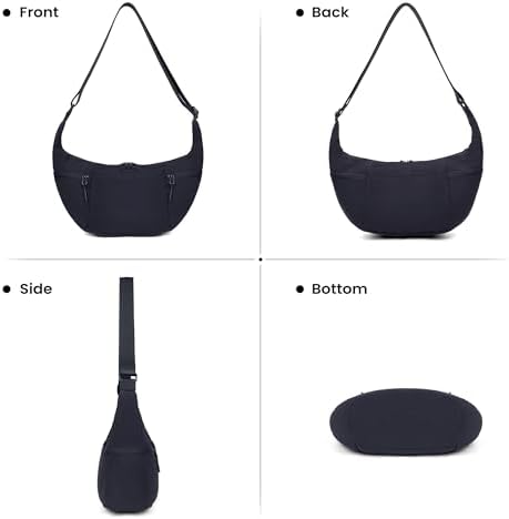 Women's VONAL Nylon Crescent Crossbody Bag for Slouchy Shoulder Hobo, Lightweight Moon Bag Dumpling Sling Purse | VONAL