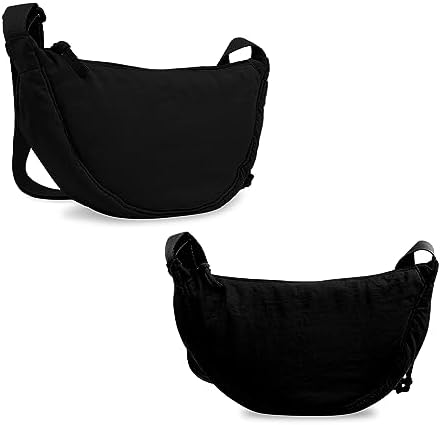 EVGLOW Nylon Crescent Crossbody Bag - Trendy Women's Travel Sling Bag EVGLOW Nylon Crescent Crossbody Bag - Small Men's
