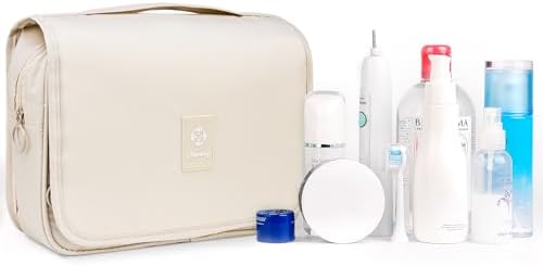 Narwey Beige Small Hanging Travel Toiletry Bag for Women Travel Bag Specifications: Makeup Bag Organizer, Cosmetics Bag - Image 6