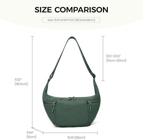 Women's VONAL Nylon Crescent Crossbody Bag for Slouchy Shoulder Hobo, Lightweight Moon Bag Dumpling Sling Purse | VONAL