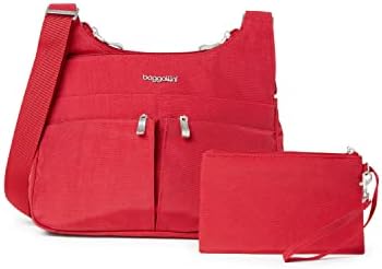 Baggallini Cross Over Crossbody Women Lightweight Water-Resistant Nylon Organized Travel Bag Purse