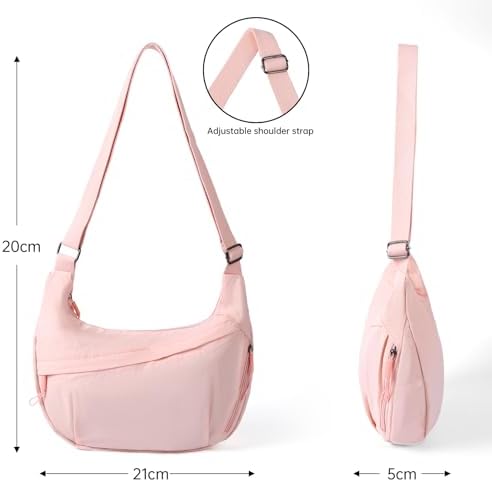 FFEDAYUN Crescent Bags for Women Casual Shoulder Handbags Multi-Pocket Lightweight Crossbody Purse Nylox Nylon Hobo Slin