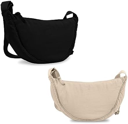 EVGLOW Nylon Crescent Crossbody Bag - Trendy Women's Travel Sling Bag EVGLOW Nylon Crescent Crossbody Bag - Small Men's