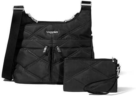 Baggallini Cross Over Crossbody Women Lightweight Water-Resistant Nylon Organized Travel Bag Purse