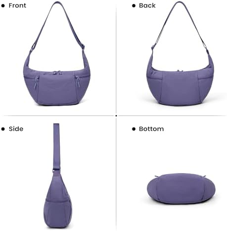 Women's VONAL Nylon Crescent Crossbody Bag for Slouchy Shoulder Hobo, Lightweight Moon Bag Dumpling Sling Purse | VONAL