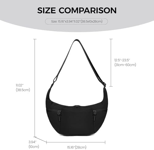 Women's VONAL Nylon Crescent Crossbody Bag for Slouchy Shoulder Hobo, Lightweight Moon Bag Dumpling Sling Purse | VONAL