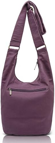 Coton Pose Women's Hippie Crossbody Bag - Top Zip Large Capacity Canvas Sling Bag - Handmade Jacquard Cloth