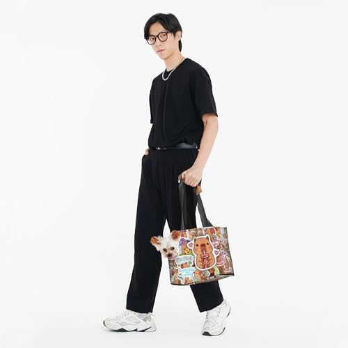 Holiday Capybara Small Pet (Kitten or Puppy) Travel Handbag Black Holiday Capybara Small Pet (Kitten or Puppy) Portable