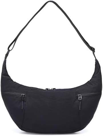Women's VONAL Nylon Crescent Crossbody Bag for Slouchy Shoulder Hobo, Lightweight Moon Bag Dumpling Sling Purse | VONAL