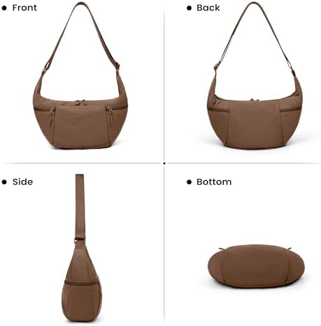 Women's VONAL Nylon Crescent Crossbody Bag for Slouchy Shoulder Hobo, Lightweight Moon Bag Dumpling Sling Purse | VONAL