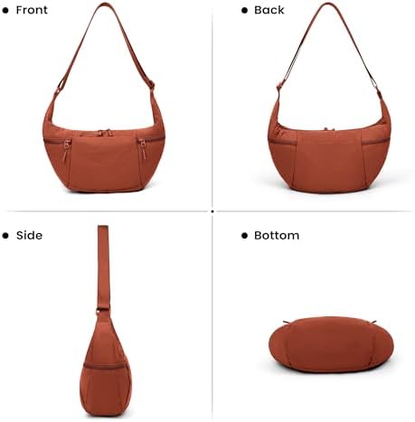 Women's VONAL Nylon Crescent Crossbody Bag for Slouchy Shoulder Hobo, Lightweight Moon Bag Dumpling Sling Purse | VONAL