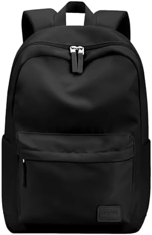 HOMIEE Lightweight Casual Laptop Backpack Black Fits 15.6 Inch Computer Unisex College Work Travel Water-Resistant Cute