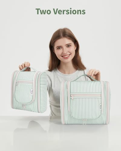 Narwey Large Blue Leaf Hanging Toiletry Bag for Women Travel and Men Cosmetics Organizers