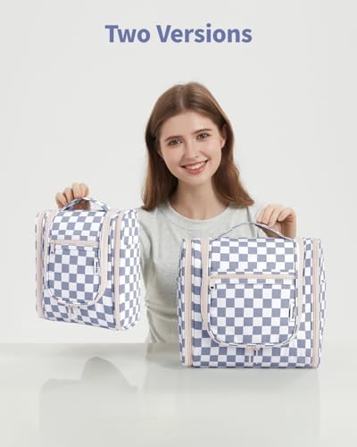 Narwey Large Blue Leaf Hanging Toiletry Bag for Women Travel and Men Cosmetics Organizers