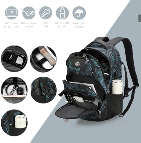 Swissdigital Design Laptop Backpack with USB Charging Port | Men's 15.6 Inches Fit 31L Travel Backpack | Blue/Black | SD