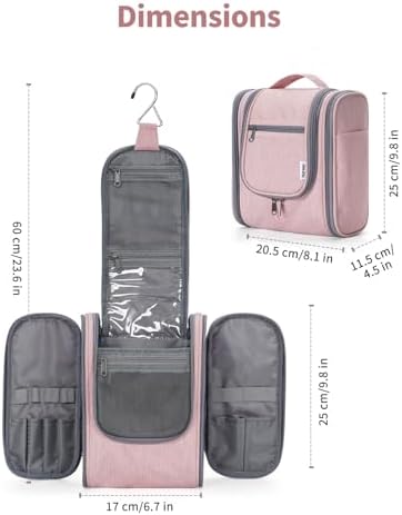 Narwey Large Blue Leaf Hanging Toiletry Bag for Women Travel and Men Cosmetics Organizers