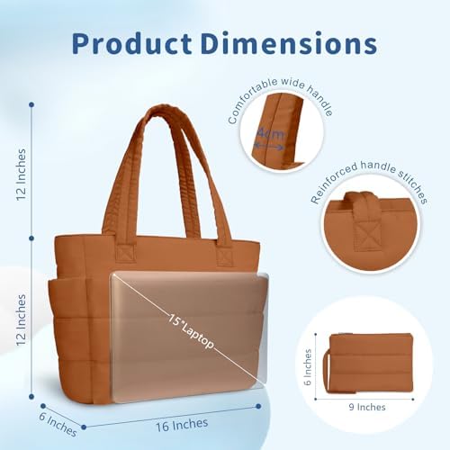 TOPDesign Lightweight Puffy Handbag for Women Travel TOPDesign Quilted Shoulder Bag for Women Work TOPDesign Puffer Tote