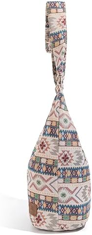 Coton Pose Women's Hippie Crossbody Bag - Top Zip Large Capacity Canvas Sling Bag - Handmade Jacquard Cloth