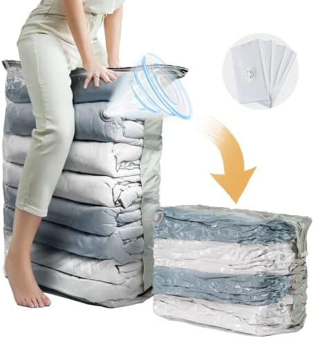 TAILI Jumbo Cube Vacuum Storage Bags 4 Pack, Extra Large (31x40x15 Inch) for Clothing and Bedding, Space Saving Closet O