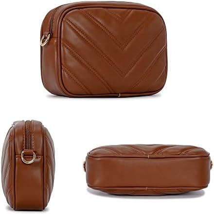 Herald Chevron Quilted Small Crossbody Bag for Women - Camera Side Shoulder Bag, 2 Sizes, Coin Purse Included Herald Che