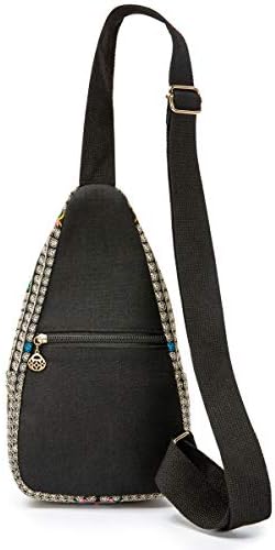 SILKAREA Embroidered Boho Small Sling Bag for Women Travel (Blue) SILKAREA Embroidered Boho Small Sling Bag for Women Ch