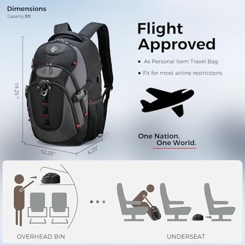 Swissdigital Design Laptop Backpack with USB Charging Port | Men's 15.6 Inches Fit 31L Travel Backpack | Blue/Black | SD