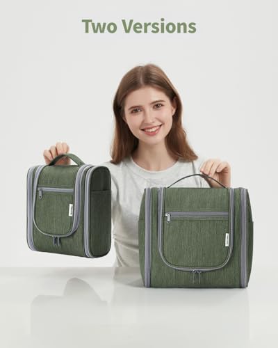 Narwey Large Blue Leaf Hanging Toiletry Bag for Women Travel and Men Cosmetics Organizers